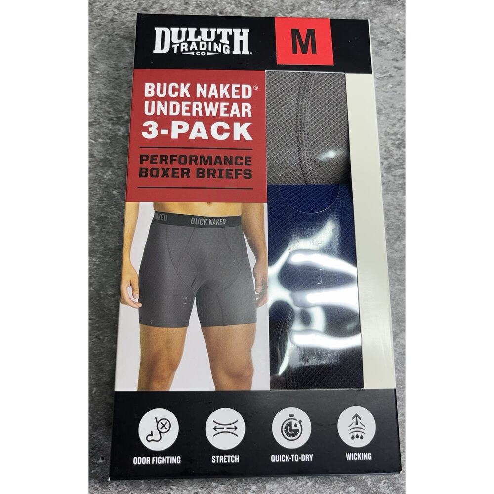 Duluth Trading Men's Buck Naked Underwear Boxer Brief 3-pack Size Medium. NWT